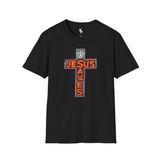 JESUS SAVES NEON SIGN SOFTSTYLE TEE